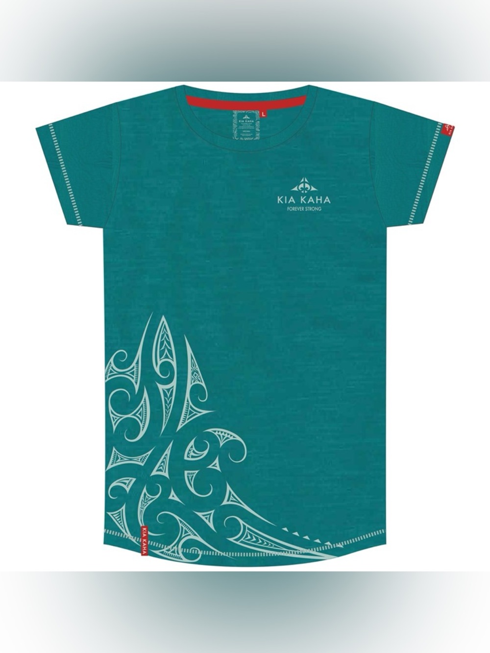 Kia Kaha Forever Strong Teal Blue Maori Graphic‎ T-Shirt New Zealand Cotton L